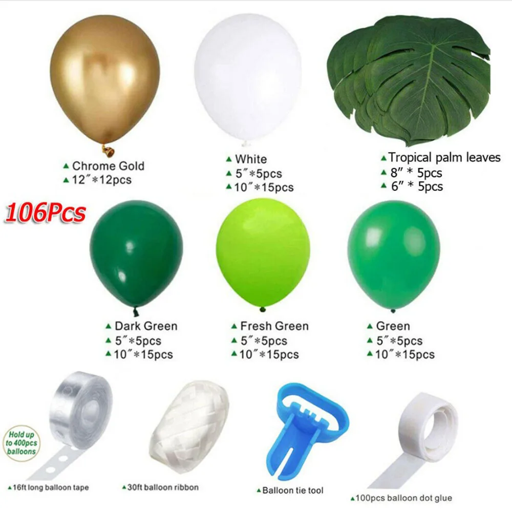 

106pcs Green Balloon Garland Arch Kit Wedding Baloon Birthday Party Decoration Kids Baby Shower Globos Confetti Latex Ballon