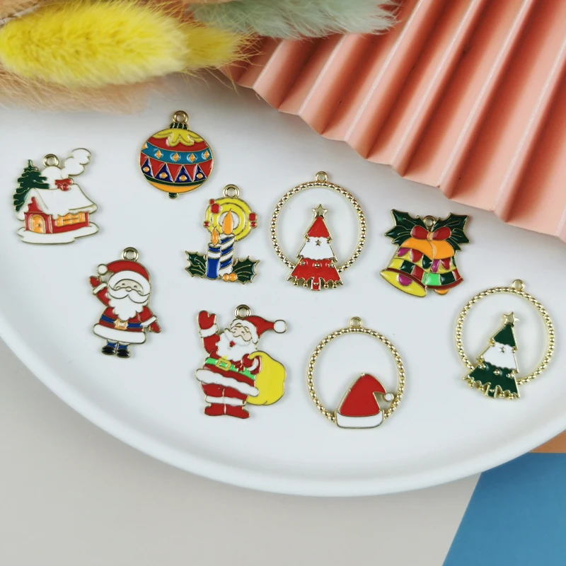 

ApeUr 10 шт./упак. Рождественская елка дом Санта Клаус подвески металлические подвесные серьги DIY Ювелирные изделия Аксессуары рождественские ...