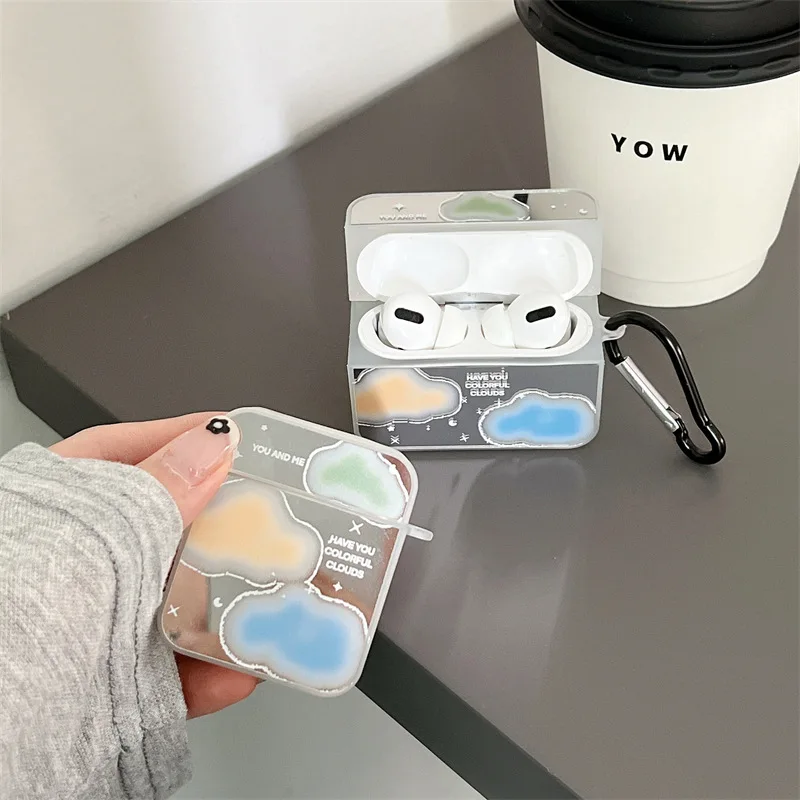 

Colorful Cloud Mirror Surface Apple AirPods 1 2 3 Pro Case Cover IPhone Bluetooth Earbuds Accessories Airpod Case Air Pods Case