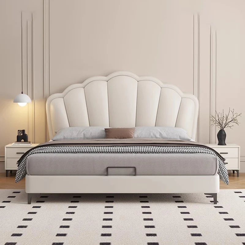 Большие кожаные минималистичные кровати аксессуары европейские спальные для