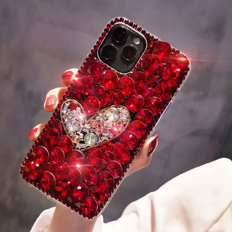 Crystal Diamond Phone Case For Samsung A72 A71 A52 A51 A42 A32 A91 A81 A70 A50 A41 A30 Jewelled Rhinestone Transparent Cover
