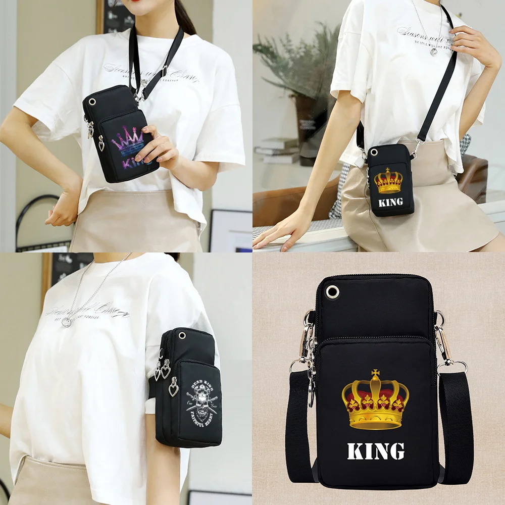 

Universal Mobile Phone Bag Cover Pouch Waterproof Sport Arm Purse Shoulder Bag fo Samsung Xiaomi Phone Case King&Queen Pattern