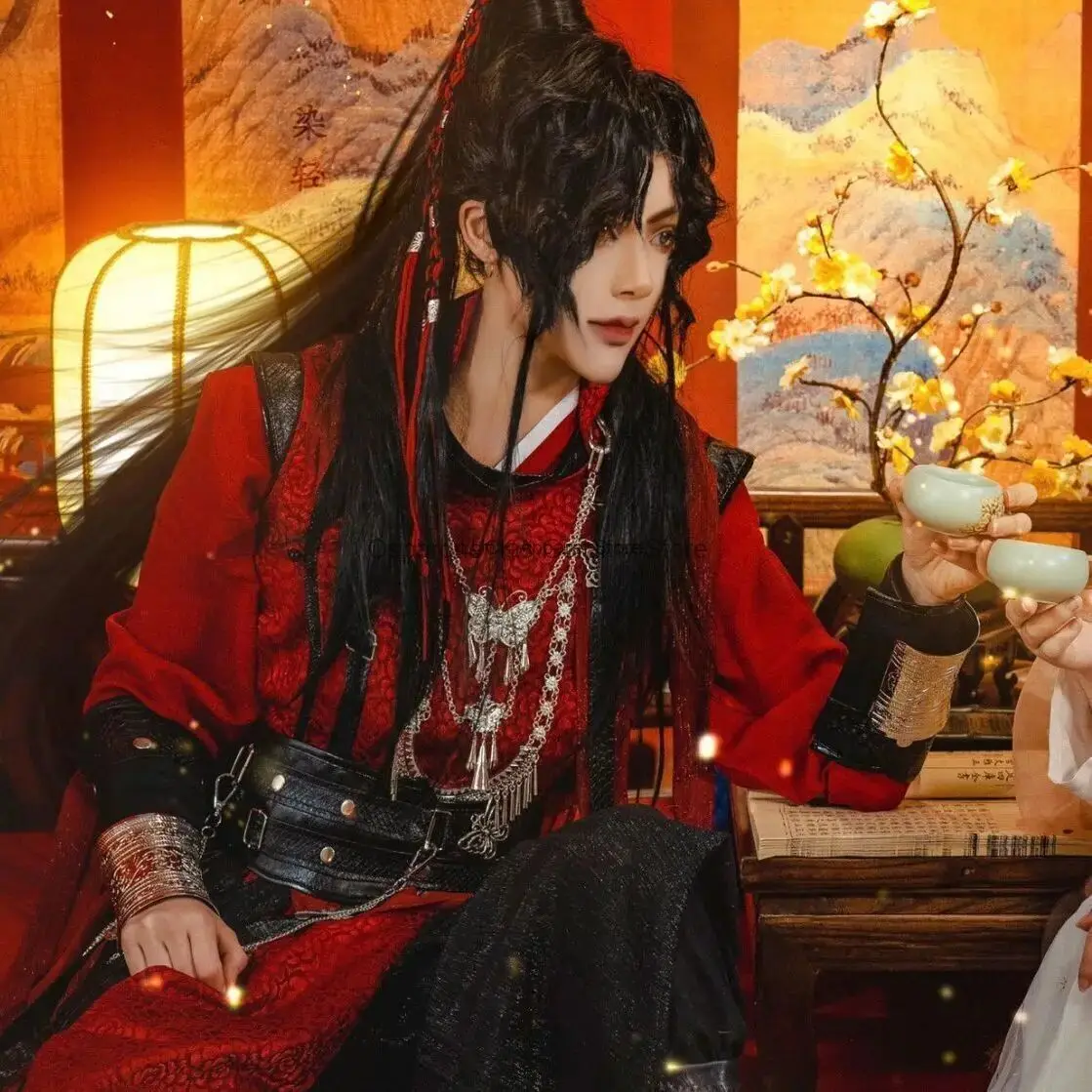 Фото Костюм для косплея Tian Guan Ci Fu Huacheng, одежда Хуа Чэн ханьфу, полный комплект костюма Red Ghost King Hua Cheng №1