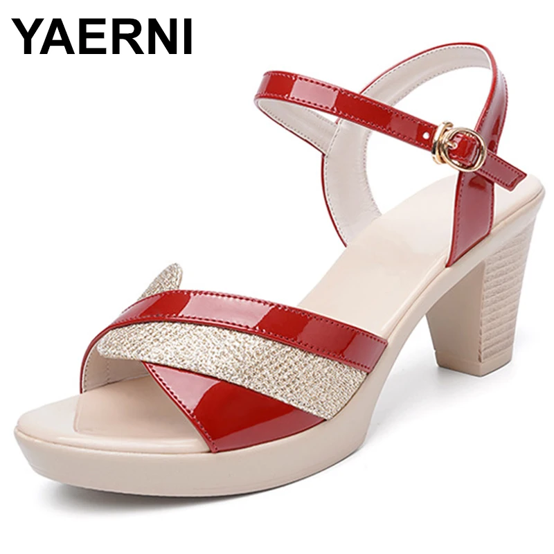 

Сандалии женские из лакированной кожи, босоножки на высоком каблуке, Классическая обувь, лето 2023