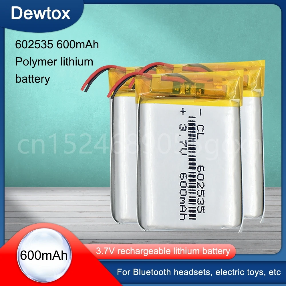 Перезаряжаемая литий-полимерная литиевая батарея 602535, 3,7 в, 600 мАч, литий-полимерная ионная батарея, запасная мини-батарея 602535, литий-ионная батарея