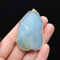 natural stone pendants irregular gold plated amazonites good quality for jewelry making diy trendy necklace accessories