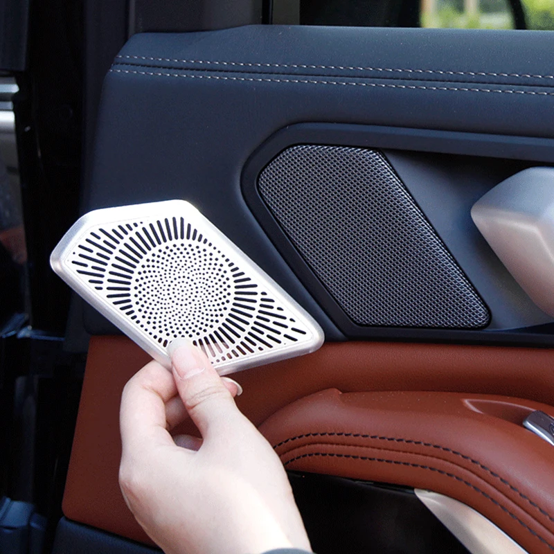 

for BMW X5 X6 X7 G05 G06 G07 2019-2022 Car Styling Rear Door HandleAluminum Alloy Silver Speaker Decorative Cover Auto Parts