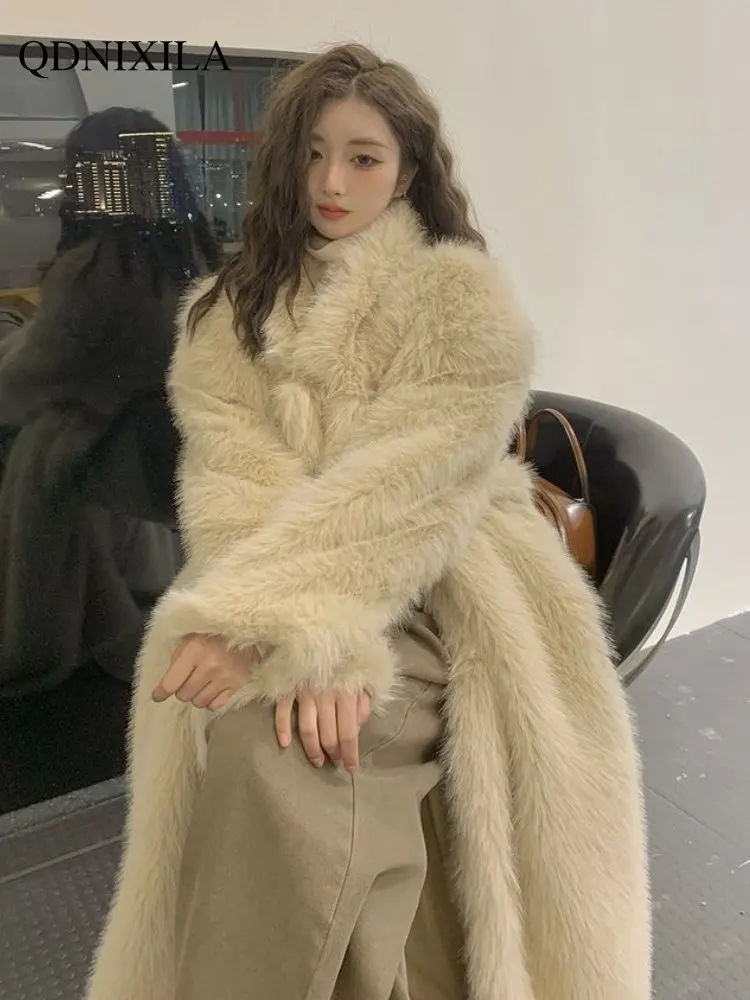 Women's Fur Coat 2022 Faux Fur Coat Women New Long Winter Loose Warm Fur Coat New In Outerwear Winter Coat for Women