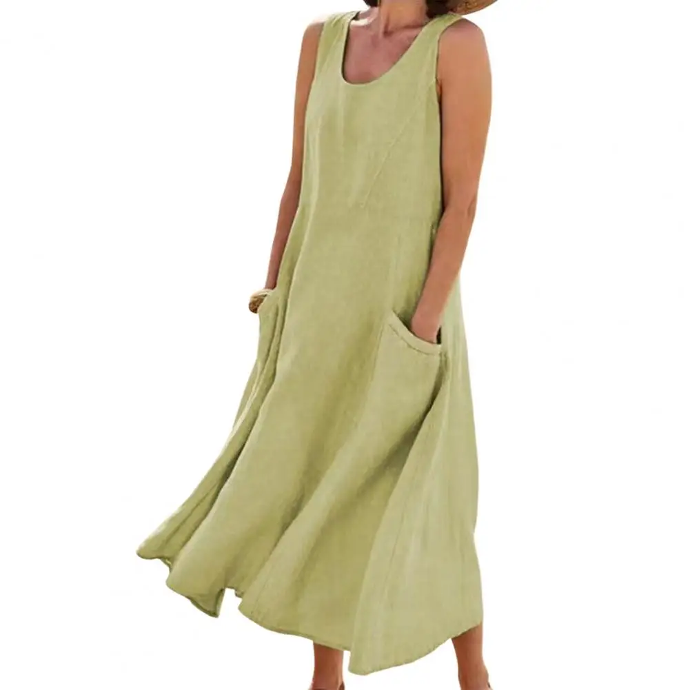 

Женское летнее платье с глубоким V-образным вырезом, однотонное свободное платье без рукавов с большим подолом, пляжное макси-платье на брет...