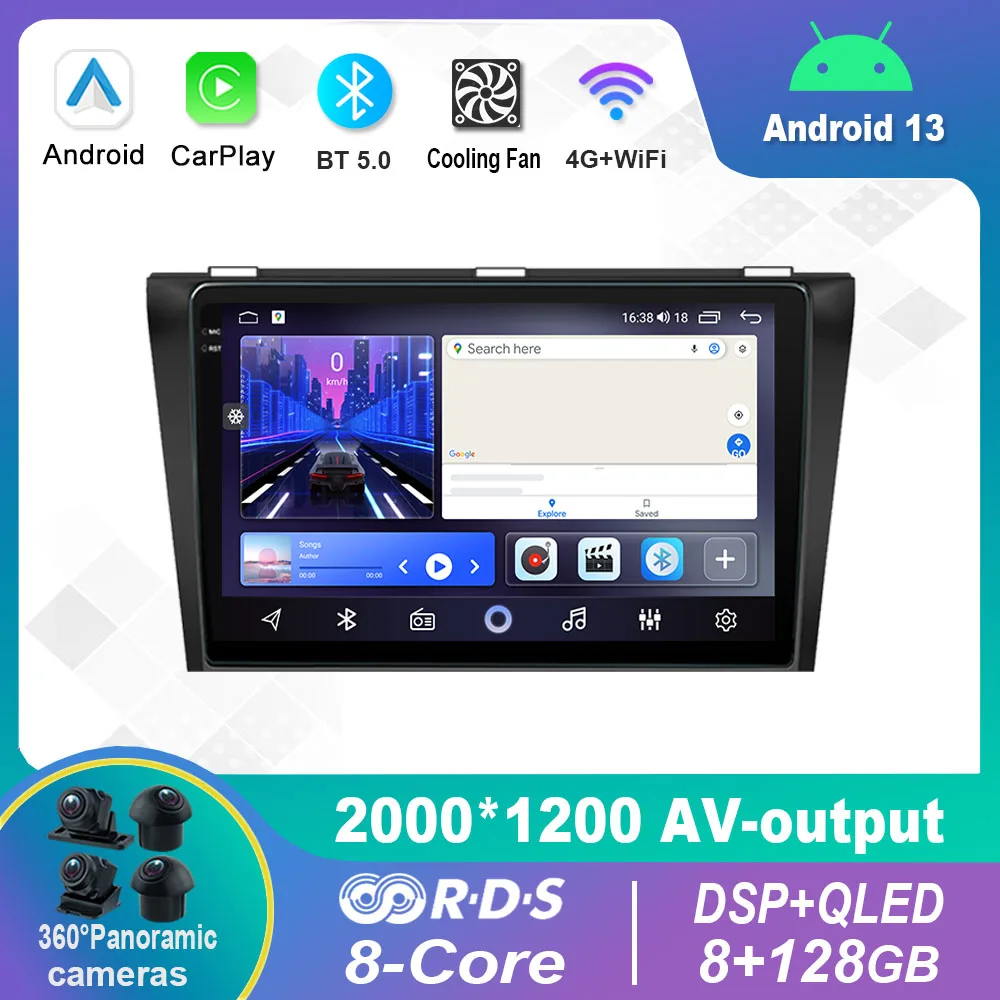 

Android 13.0 Car Radio Multimedia Video Player Navigation stereo For Mazda 3 2004 - 2013 GPS Carplay 4G WiFi