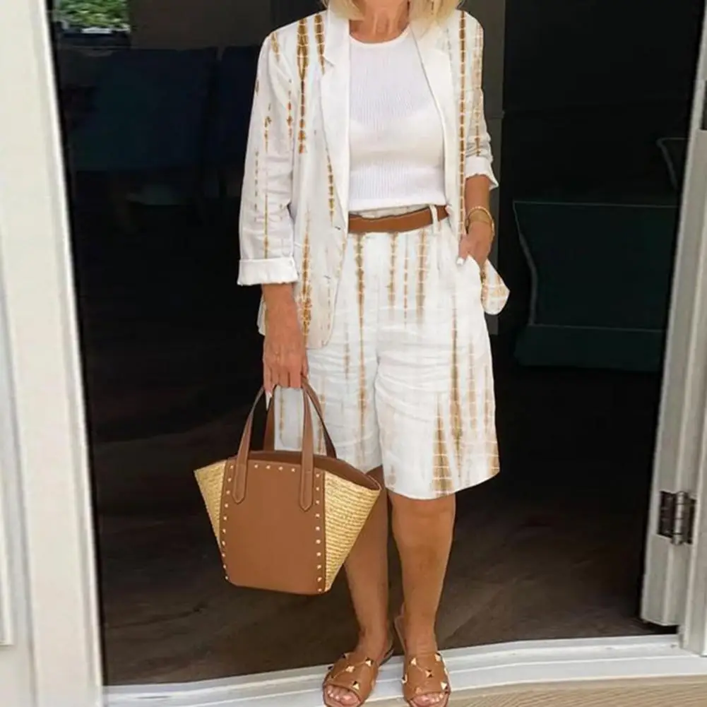 

Пиджак женский дышащий с широкими штанинами, Модный повседневный офисный костюм с принтом, одежда для работы, на лето