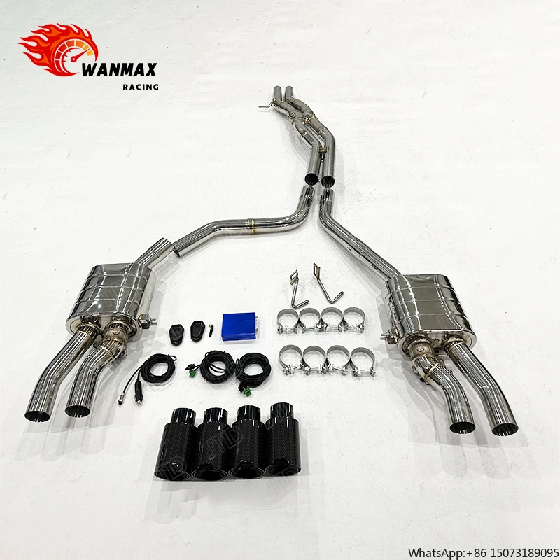 Фото Выхлопная система Performance для S8 4.0T V8, полная система Cat-Back из нержавеющей стали 304SS с управлением клапанами, улучшенная отдача дроссельной заслонки и звук №1