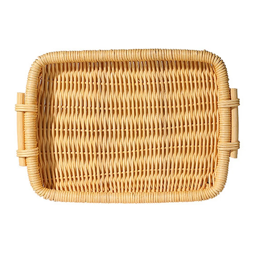 

Bread Basket for Serving with Side Handles Cracker Tray Woven Fruit Food Basket Trays for Serving Dinner Parties Coffee