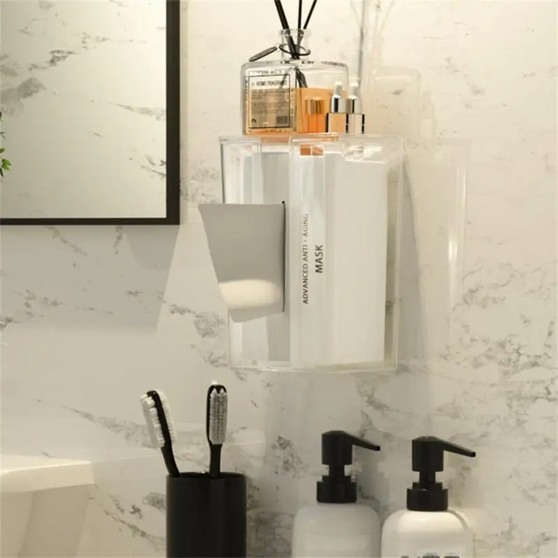 

Wall-mounted Paper Box Transparent Gray Wall Mountable Dustproof With Cover High Capacity Hang Anywhere Houseware Shelf