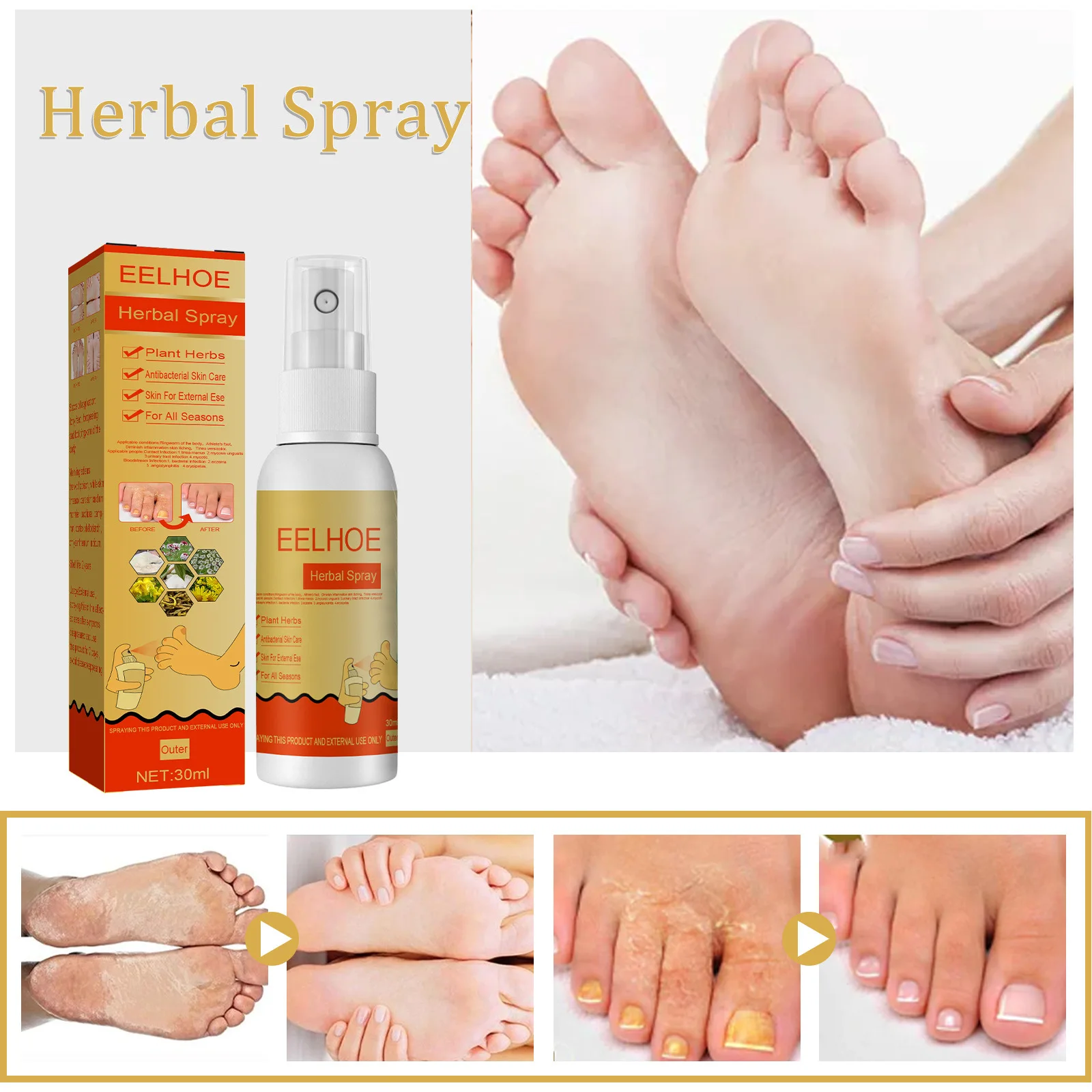 

EELHOE Foot Odour Removal Spray Foot Sweat Odour Foot Odour Removal Anti-Itch Anti-Bacterial Freshener Moisturising Foot Care