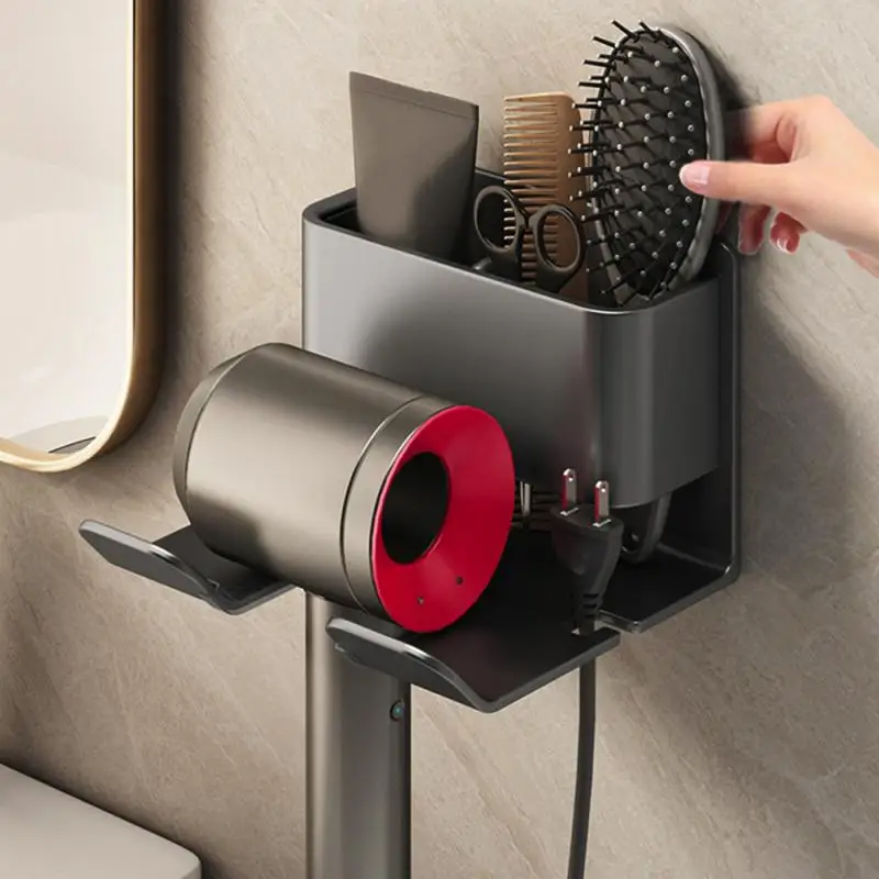 

Hair Dryer Bracket Wall-mounted Space Aluminum Seamless Paste Strong Load-bearing Do Not Hurt The Wall Plug Storage Storage Rack