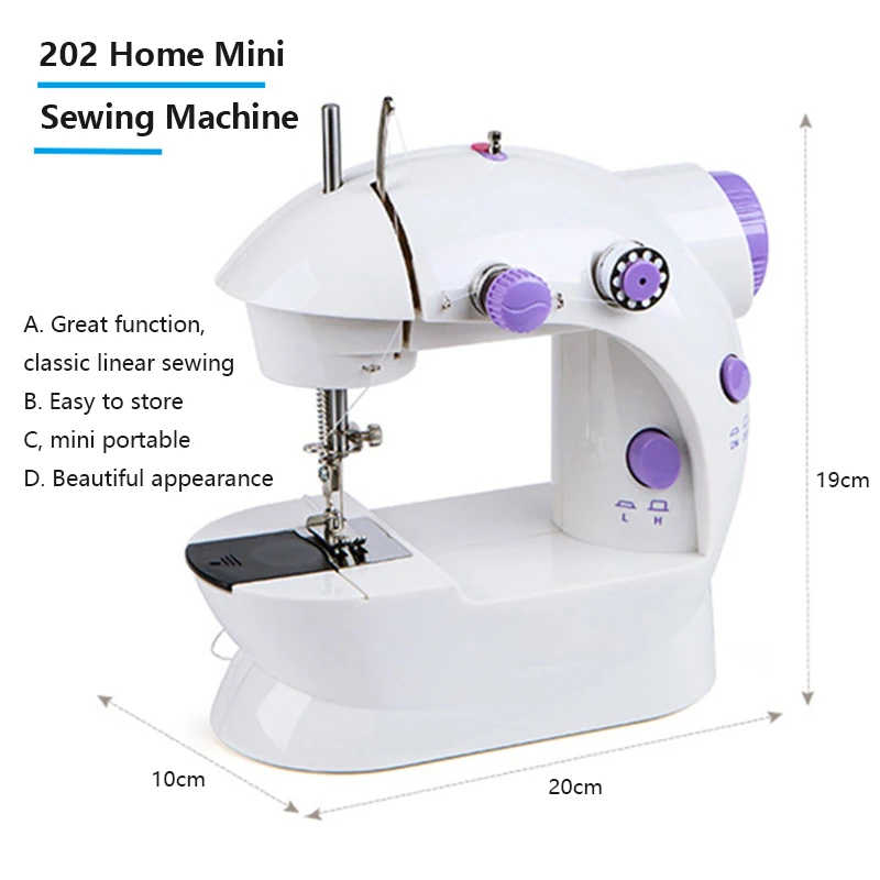 Купи Sewing Machine Mini Portable Household Night Light Foot Pedal Straight Line Hand Table Two Thread Kit Electric Sewing Helper за 1,574 рублей в магазине AliExpress