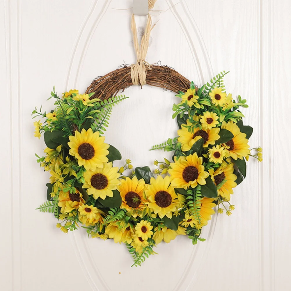 

Весенний венок, искусственные Подсолнухи, тюльпаны, гирлянда, подвесные украшения, украшения на стену входной двери, счастливая пчела, праз...