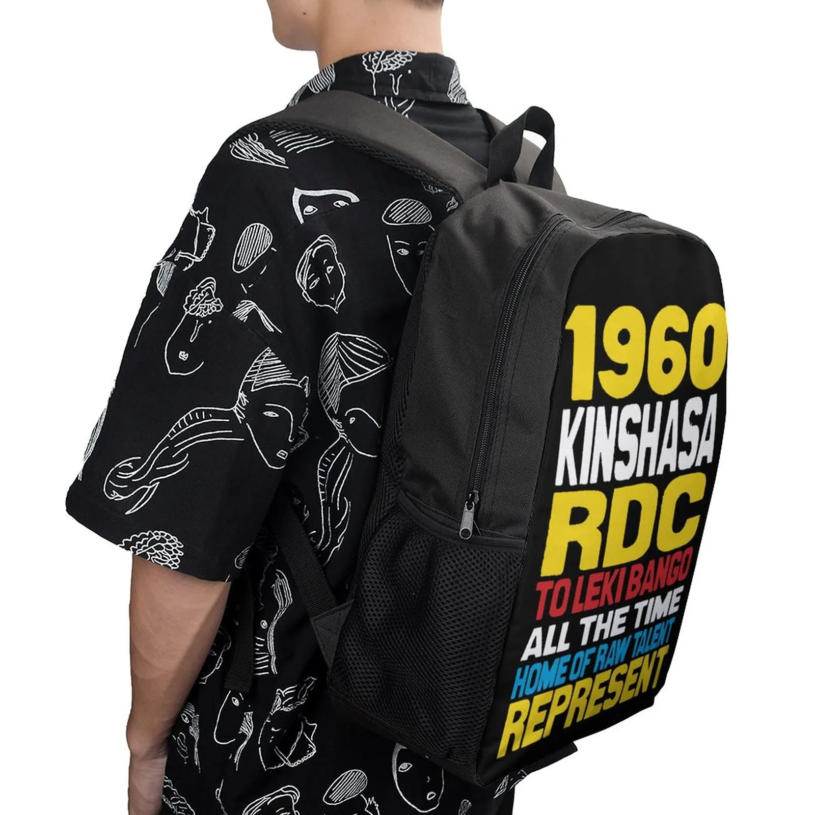 

1960 Kinshasa, RDC Long 17 Inch Shoulder Backpack Vintage Picnics Premium Secure Cozy Knapsack