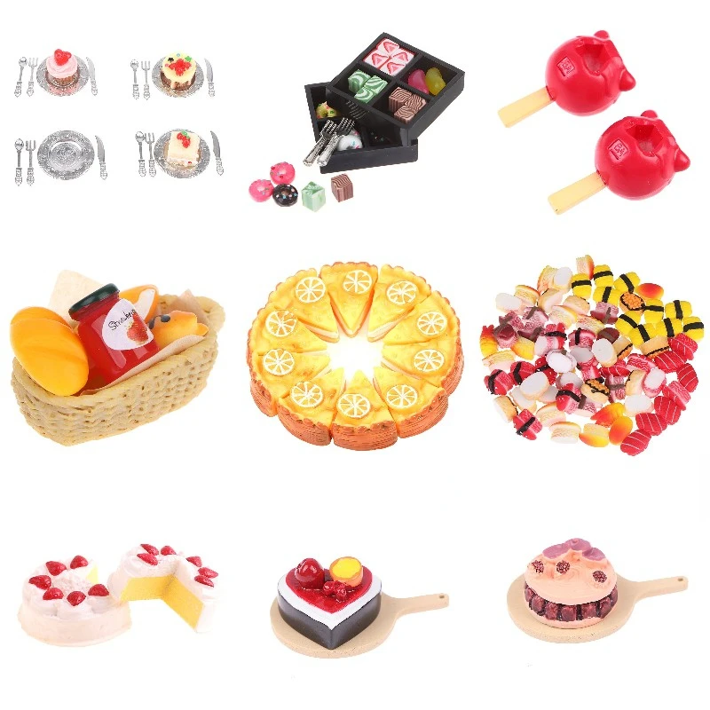 

Lovely Mini Cakes Bread Sushi Dessert 1:12 Dolls Home Kitchen Toys Scene Model Pastry Bauble Dollhouse Kitchen Toy Accessories