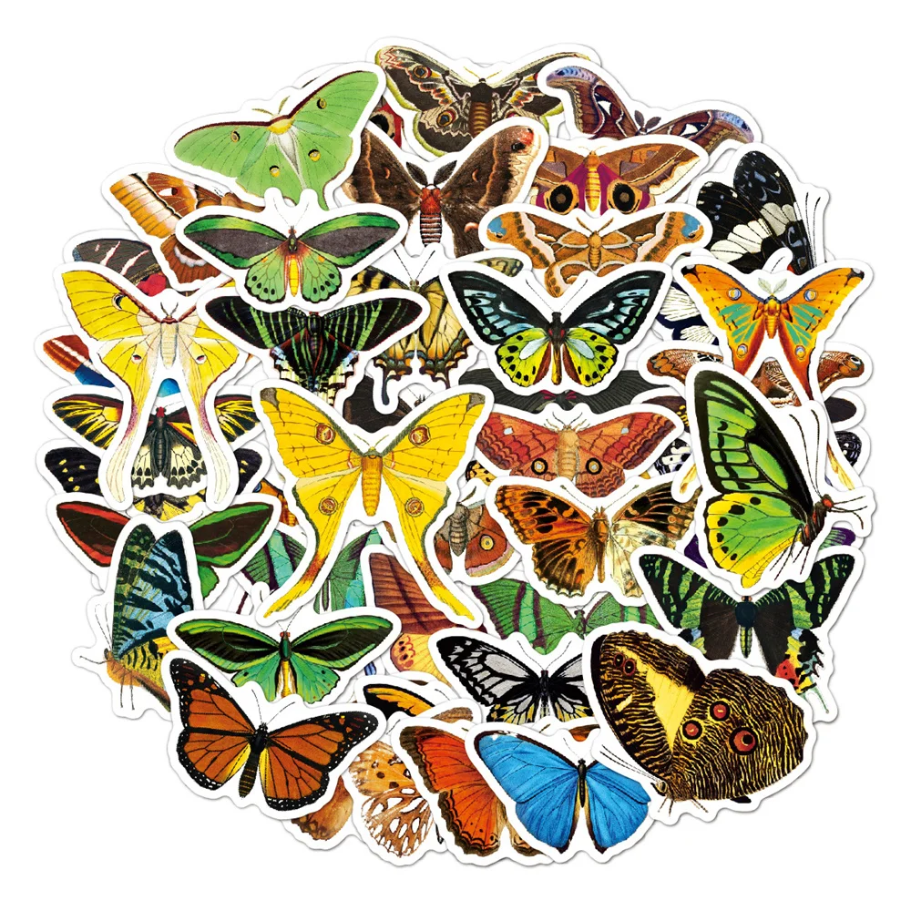 

10/30/50PCS New Retro Butterfly Personality Sticker for Kids Toy Luggage Laptop IPad Journal Gift Waterproof Sticker Wholesale