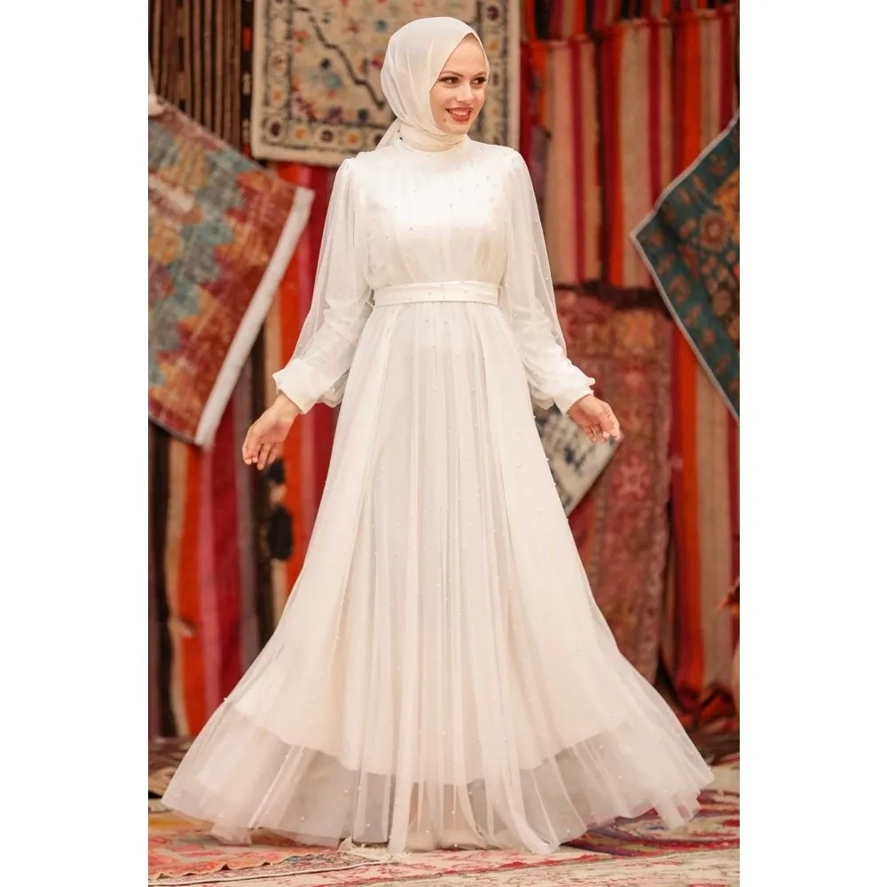 

Dorlie-Пестрое вечернее платье-хиджаб с жемчужными деталями, 50080 ТБ