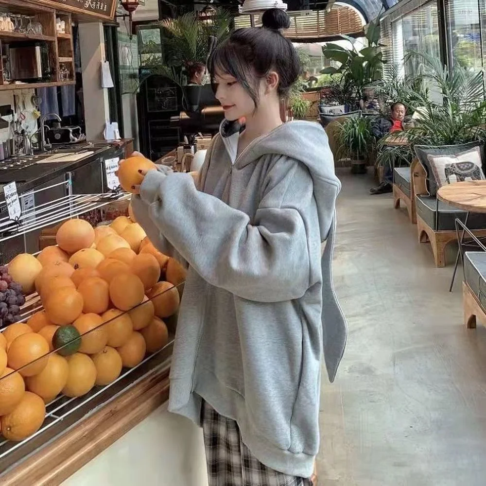 Весенняя кавайная Черная Женская толстовка в стиле Харадзюку большого размера с