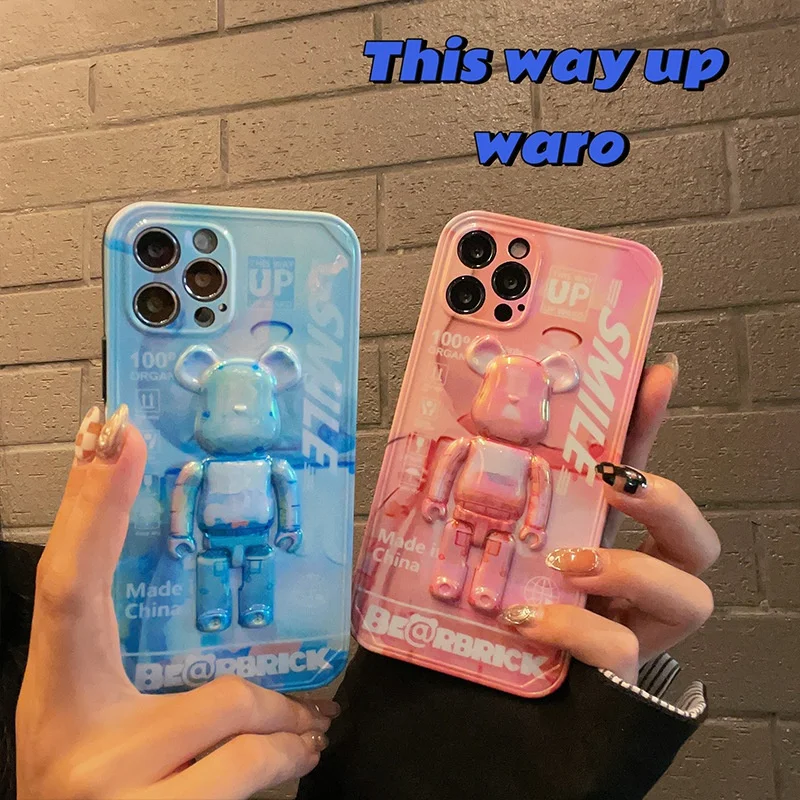 

Fashion Bear Glossy 3D Phone Case Cover for IPhone 11 12 13 Pro X XR XS Max Shockproof Case for IPhone 13 Cases