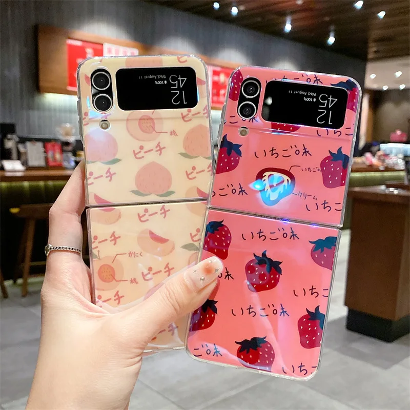 

Strawberry Peach Phone Case for Samsung Galaxy Z Flip 3 Z Flip 4 Hard PC Back Cover for ZFlip3 ZFlip4 Case Shell