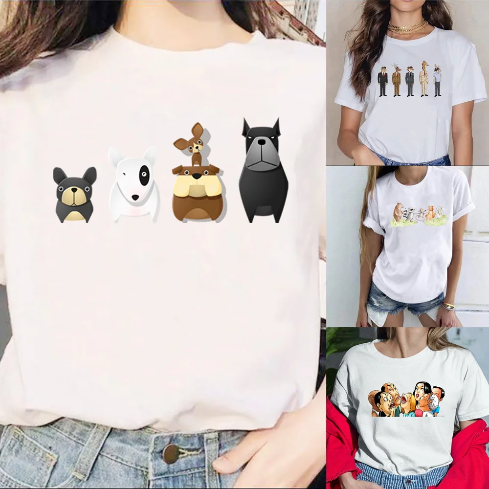 

2022 Fashion O Neck Short Sleeve Trend Cartoon Print T-Shirt Women Top Casual O-neck Pullover Commuter Casual Hip Hop Streetwear