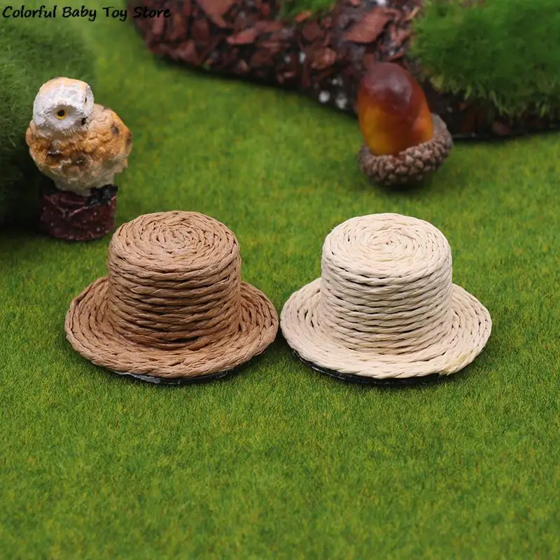 

Миниатюрная зернистая соломенная шляпа для кукольного домика, модель «сделай сам», аксессуары, игрушки с орнаментом