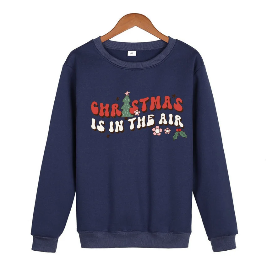 

Christmas is In The Air Custom Round Neck Long-sleeve Sweatshirt Personalized Can Customize The Pattern You Want