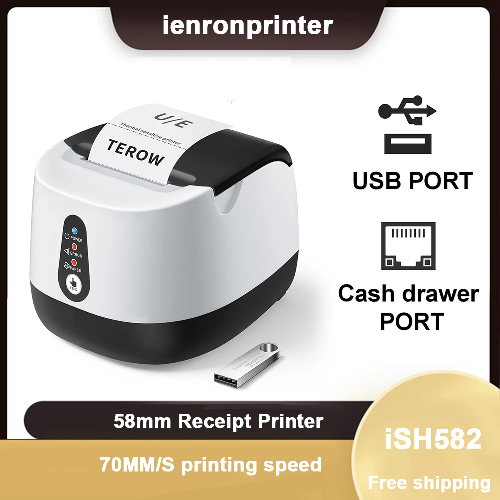 

Чековый принтер ienronprinter принтер ISH582 58 мм USB термальный мини-счет оптовая продажа высококачественный чековый POS-терминал печатная машина