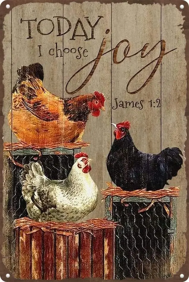 Куриный Декор на ферме сегодня я выбираю Joy Rooster кухонный Забавный жестяной знак