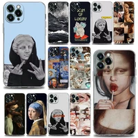 mona lisa david statue abstract art phone case for iphone 11 12 13 pro max xr xs x 8 7 se 2020 6 plus clear soft tpu cover shell