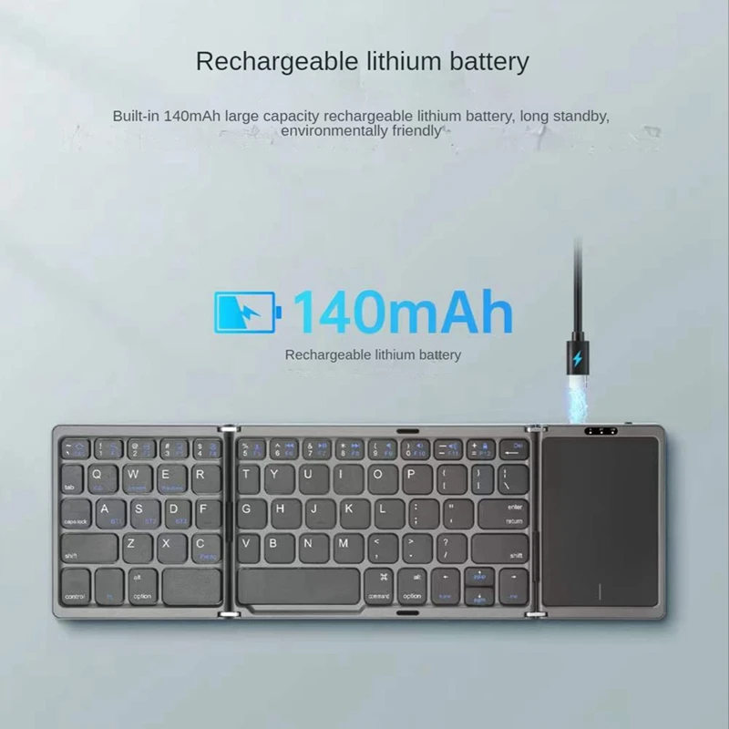 

Portable Mini Folding Wireless Bluetooth 5.1 Keyboard With 3Channels Connection For Windows Android Tablet Phone