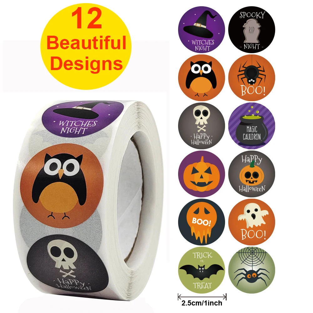 

500 шт., наклейки на Хэллоуин, наклейки для детей
