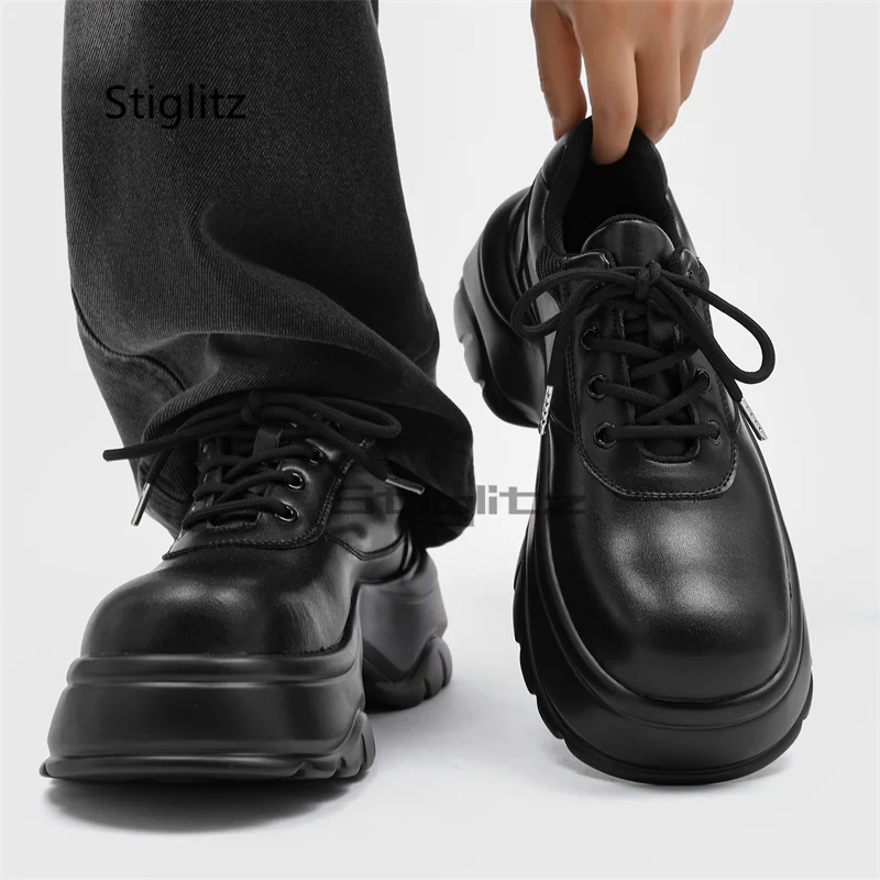 Туфли женские кожаные на высоком каблуке 7 см Ретро стиль большие ботинки в