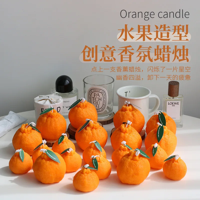 

Birthday or Wedding Aroma Handheld Gift Box Big Orange Fruit Shape Candles Scented Fragrance Decoração