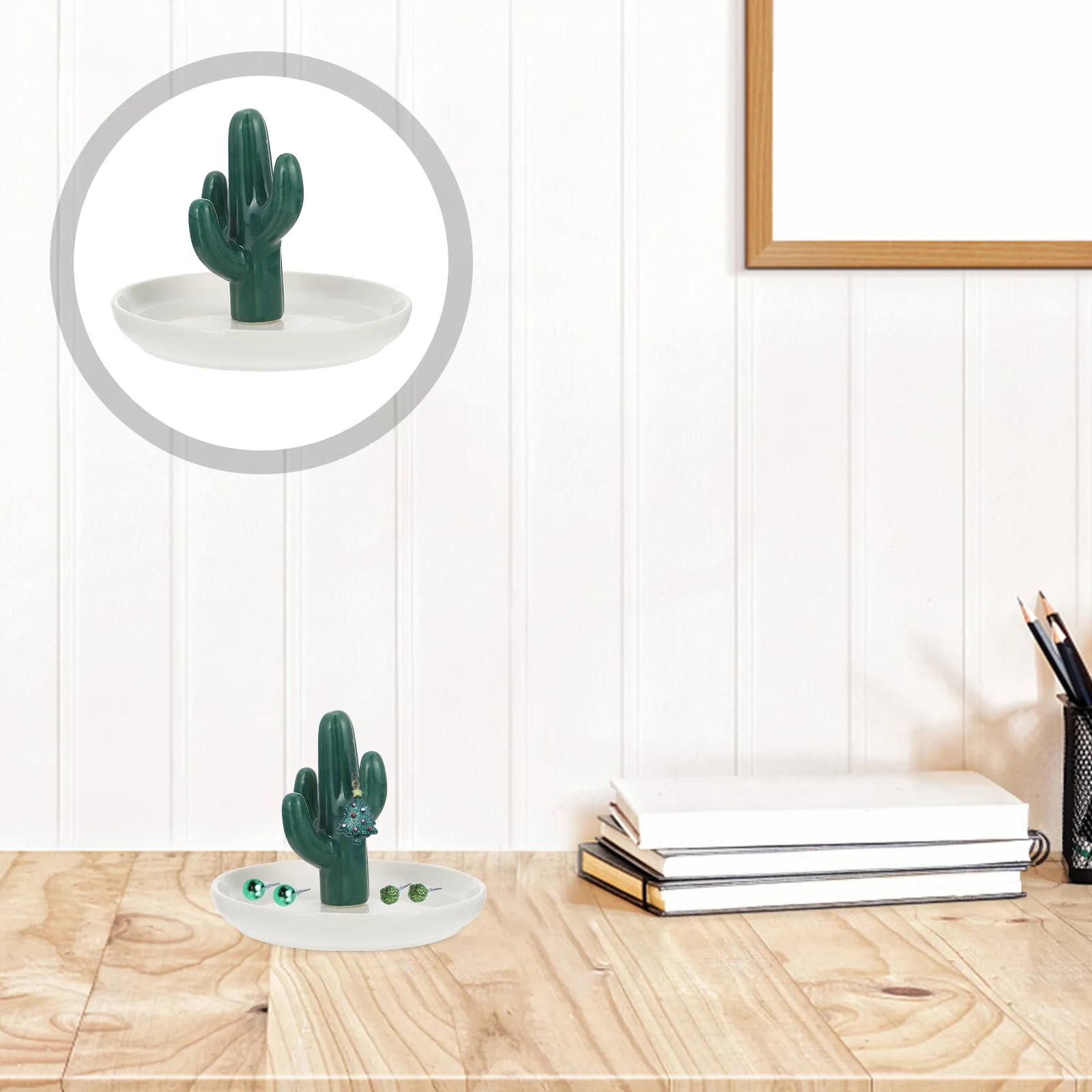 

1pc Ring Plate Creative Ceramic Lightweight Tray for Home Showcase