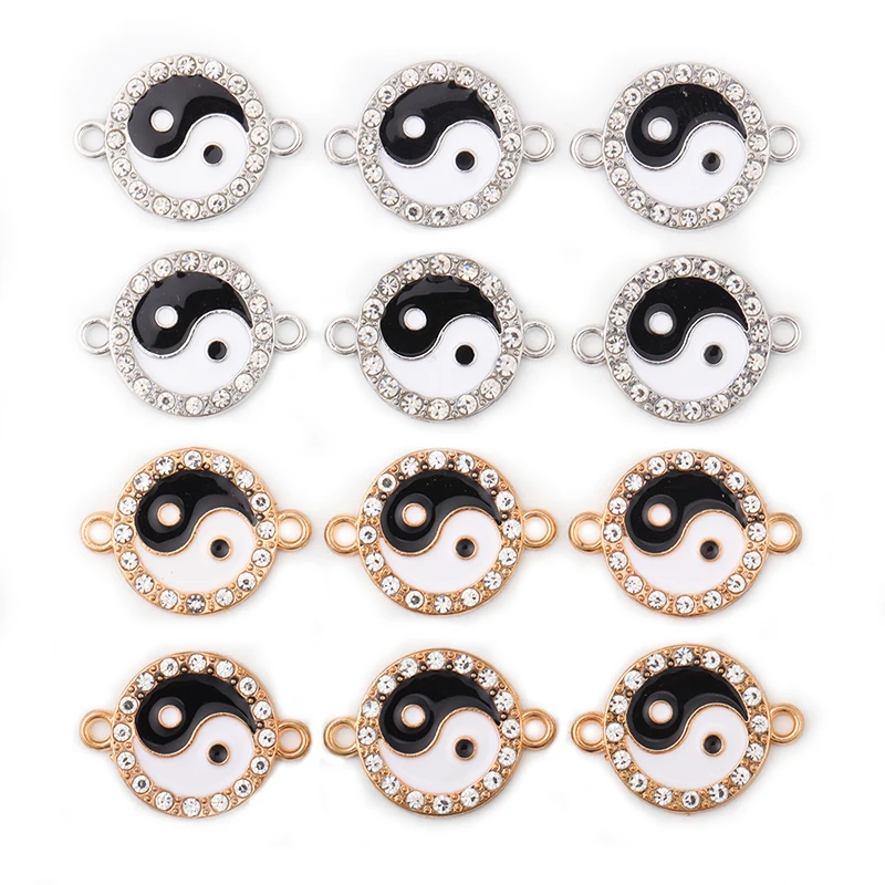 15Pcs 15*21MM Classic Enamel Tai Chi Bagua Charm Pendant Connector Women's Jewelry DIY Necklace Bracelet Earrings Accessories