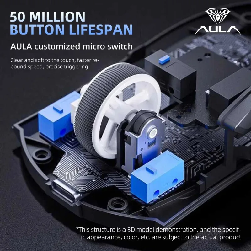 Фото Игровая мышь AULA SC380, трехрежимная, беспроводная, Bluetooth, перезаряжаемая, с магнитной базой, 12000 DPI, RGB, легкая, для киберспорта №5