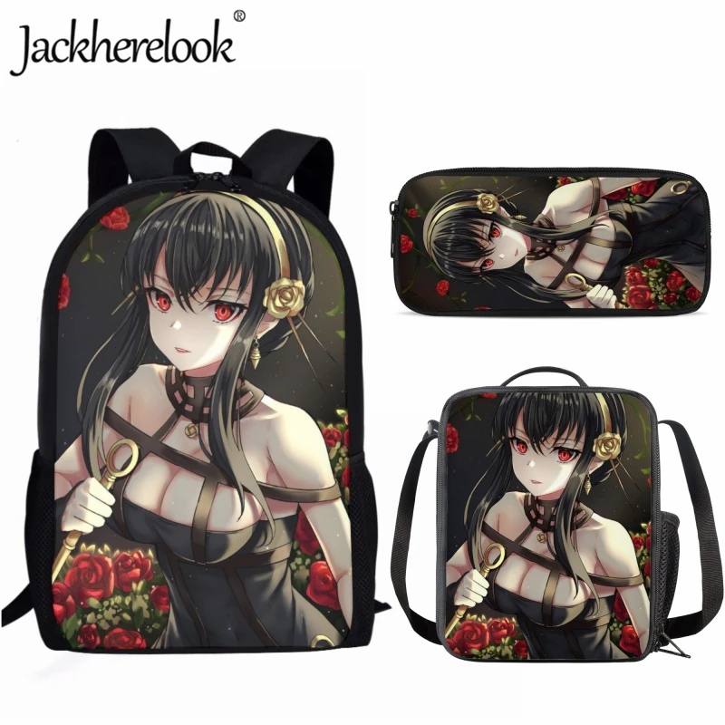 

Jackherelook Fashion New School Bag for Students Large Capacity Leisure Book Bags 3pcs/Set Anime Spy×Family Yor Forger Backpack