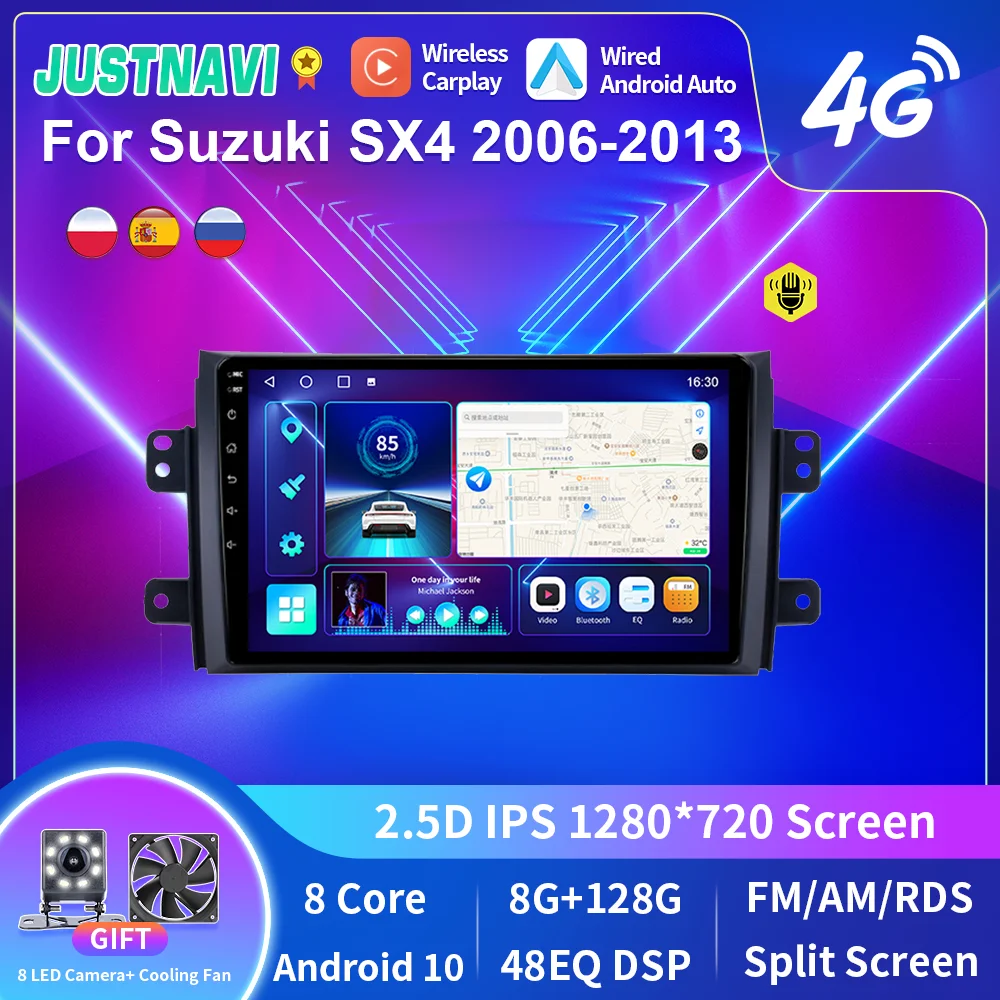 

Автомобильный мультимедийный видеоплеер JUSTNAVI Android 10,0 для Suzuki SX4 2006-2013 2 Din GPS навигация Carplay Android 10 стерео