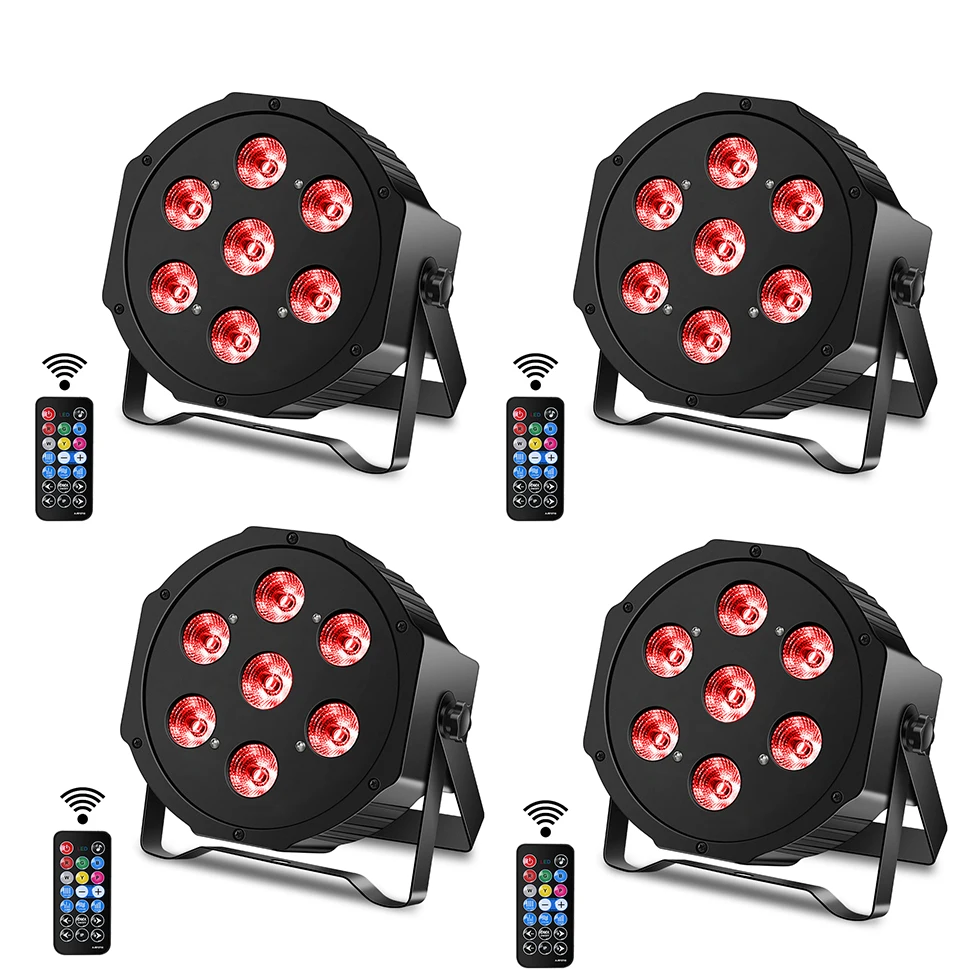 

4PCS RGBW 7 LEDs PAR Light Wireless Remote 7CH DMX Sound Activated Control Disco Light for Stage Party Wedding Church Bar