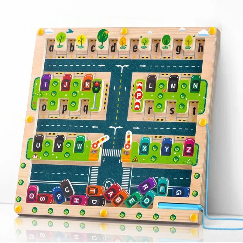 Игрушки для моторики Монтессори магнитный алфавит лабиринт головоломка с