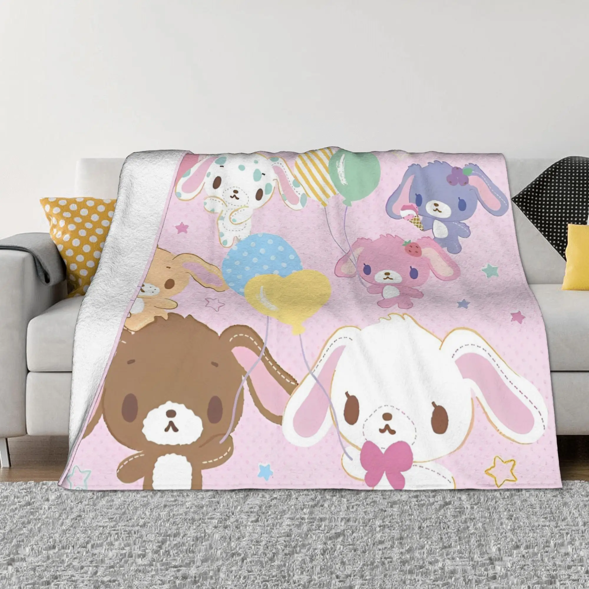 Милое одеяло в виде сахарного кролика Фланелевое смешное теплое покрывало Sanrio