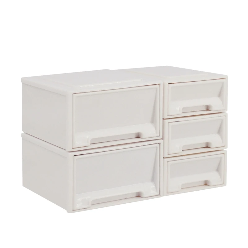 

1:6 Dollhouse Mini Furniture Small Five-Piece Suit Drawer Storage Box Combination Dollhouse Accessories