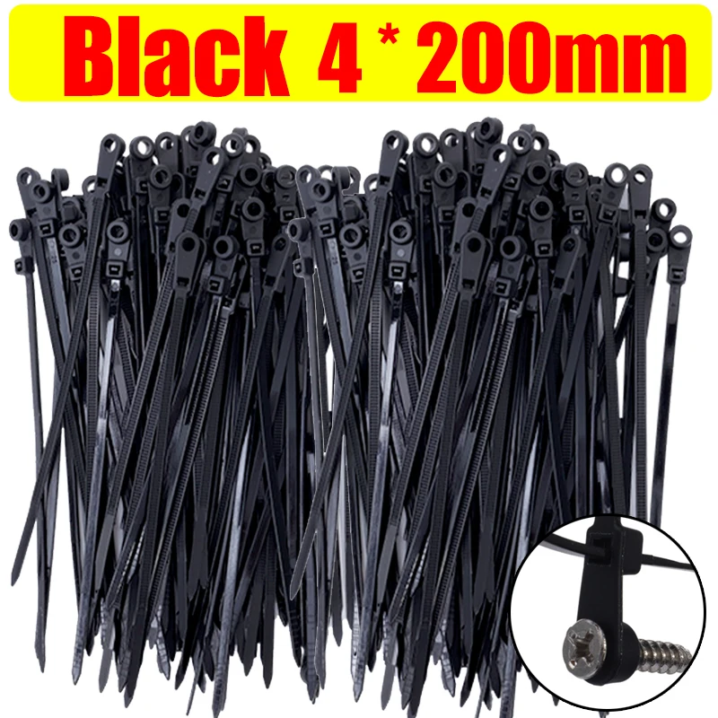 Нейлоновые кабельные стяжки с отверстием для винта, самоблокирующиеся стяжки для шнура, ремни, крепежная петля, многоразовые пластиковые стяжки для проволоки, инструменты-органайзер для домашнего офиса