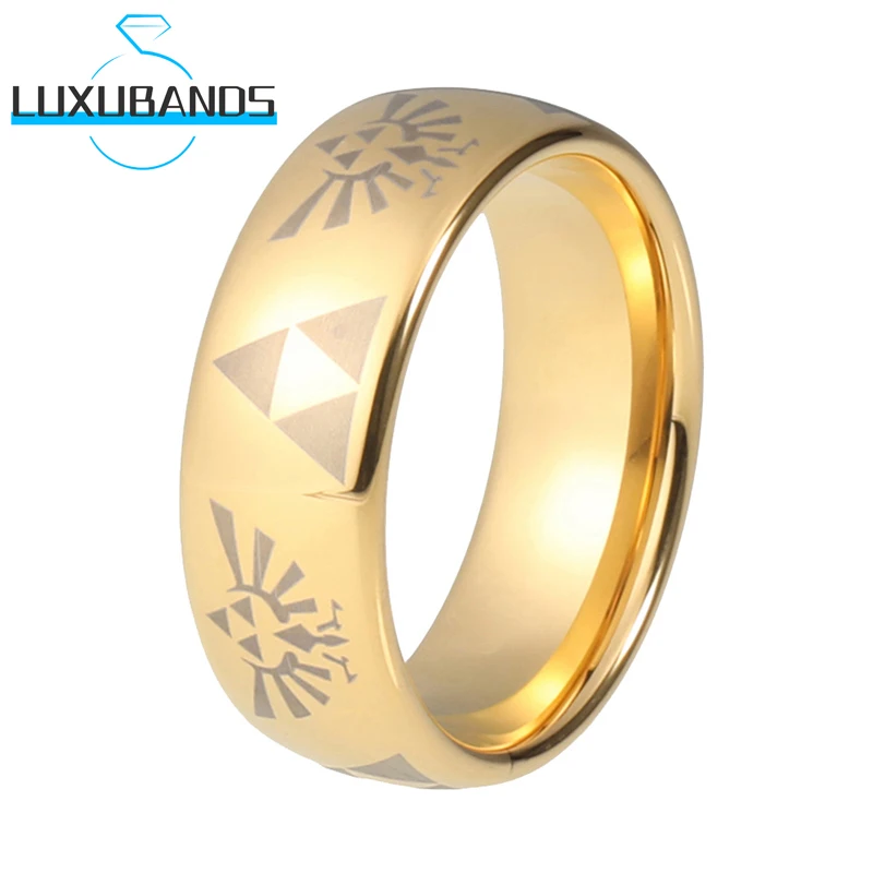 

Gold Men Wemen Tungsten Carbide Ring Engagement Customize Egypt Pattern Polished Finish High Quality In Stock Comfort Fit